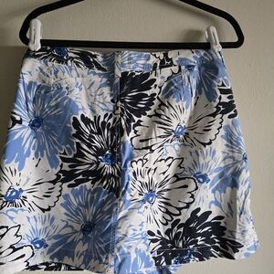 Floral Print Mini Skort in Blue and Black
